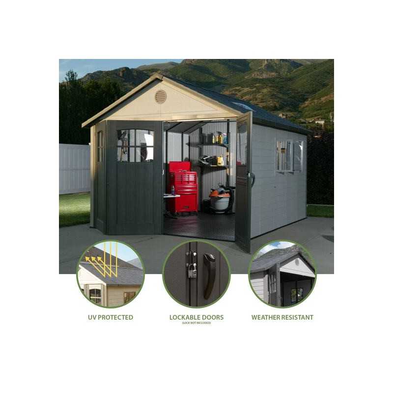 Lifetime 11x13 Plastic Storage Shed Kit with 9ft Wide Doors [60187-0125]