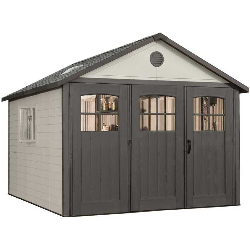 Lifetime 11x13 Plastic Storage Shed Kit with 9ft Wide Doors [60187-0125]
