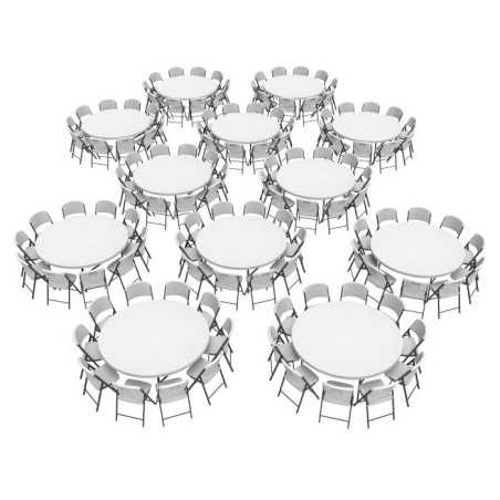 Lifetime 72" Round Table and Chair Set (80583)