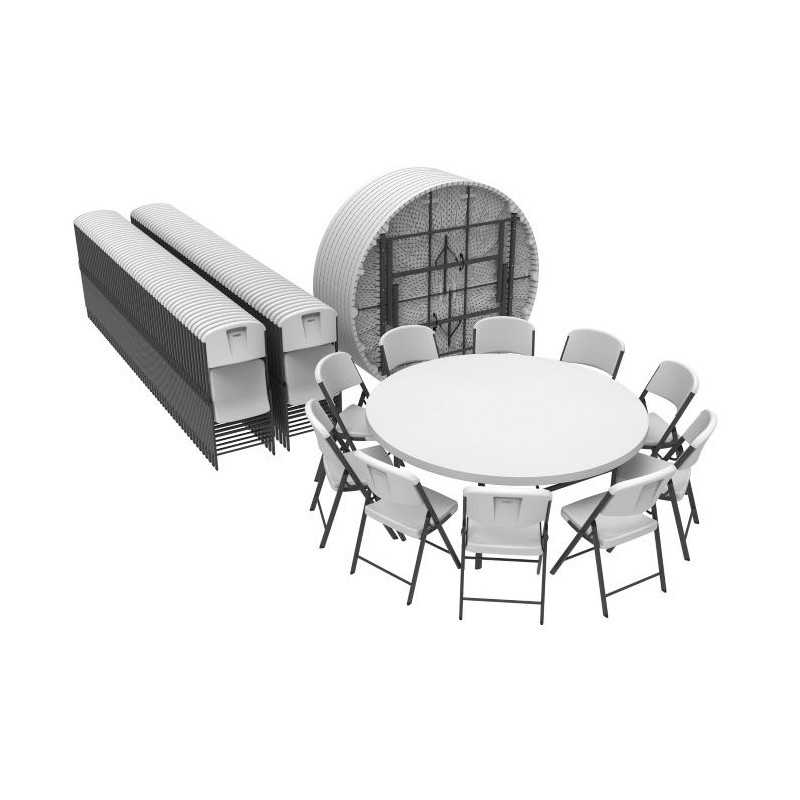 Lifetime 72" Round Table and Chair Set (80583)