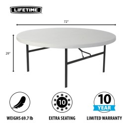 Lifetime 72" Round Table and Chair Set (80583)