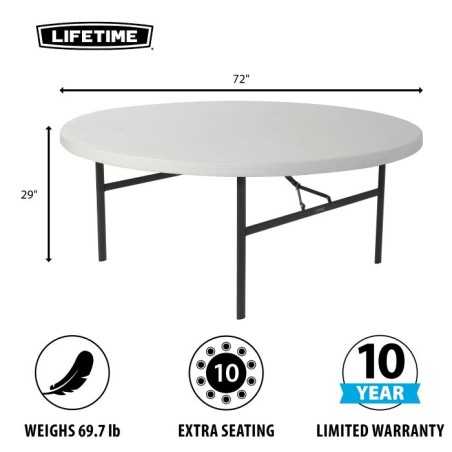 Lifetime 72" Round Table and Chair Set (80583)