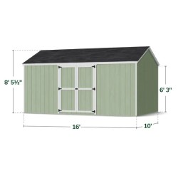 Little Cottage Co. Value Gable 10x16 Wood Storage Shed Kit - Side Entry (10x16 VGS-SE-PC)