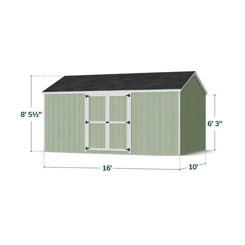 Little Cottage Co. Value Gable 10x16 Wood Storage Shed Kit - Side Entry (10x16 VGS-SE-PC)