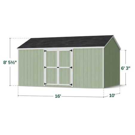 Little Cottage Co. Value Gable 10x16 Wood Storage Shed Kit - Side Entry (10x16 VGS-SE-PC)