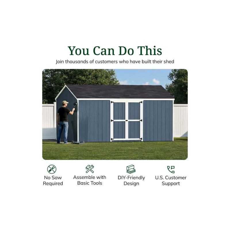 Little Cottage Co. Value Gable 10x16 Wood Storage Shed Kit - Side Entry (10x16 VGS-SE-PC)