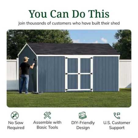 Little Cottage Co. Value Gable 10x16 Wood Storage Shed Kit - Side Entry (10x16 VGS-SE-PC)