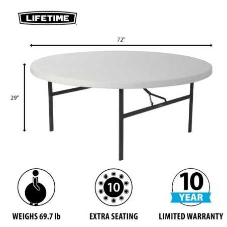 Lifetime 72-inch Round Table - 12 Pack (82673)