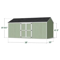 Little Cottage Co. Value Gable 10x18 Wood Storage Shed Kit - Side Entry (10x18 VGS-SE-PC)