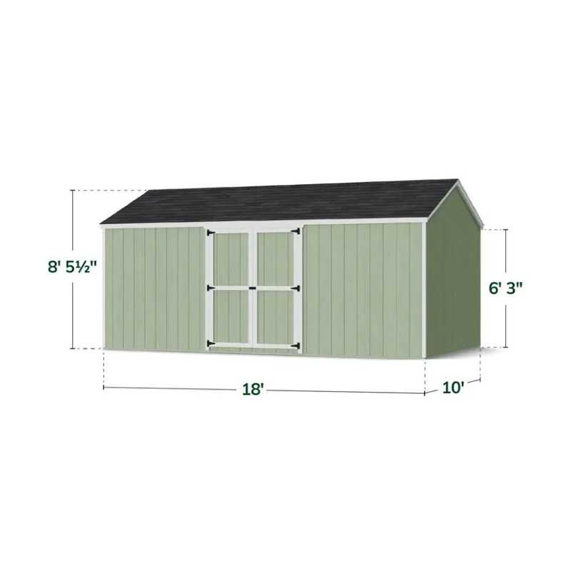 Little Cottage Co. Value Gable 10x18 Wood Storage Shed Kit - Side Entry (10x18 VGS-SE-PC)