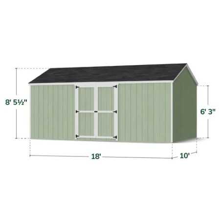 Little Cottage Co. Value Gable 10x18 Wood Storage Shed Kit - Side Entry (10x18 VGS-SE-PC)