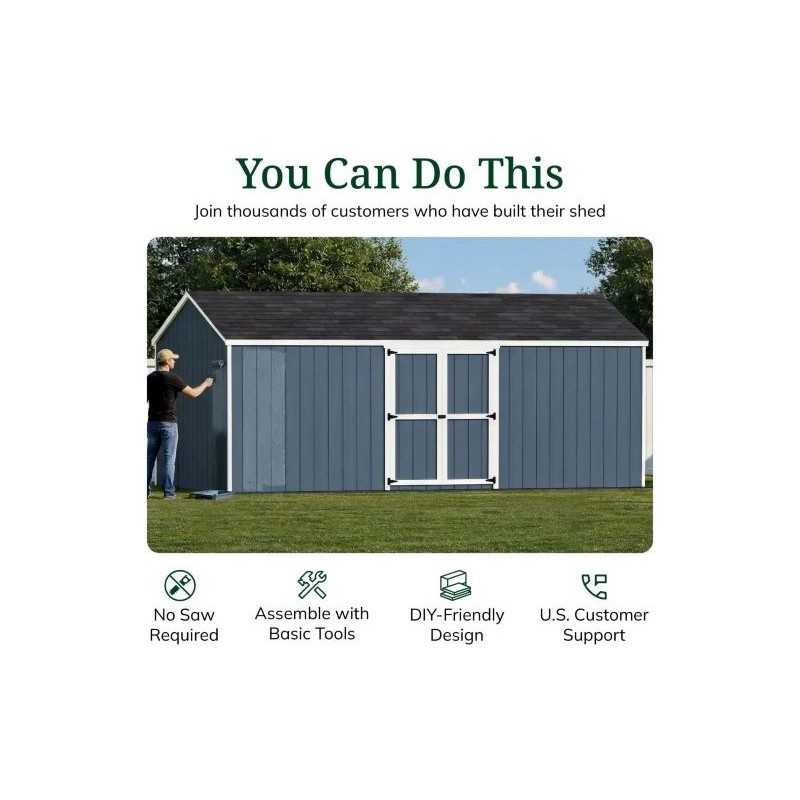Little Cottage Co. Value Gable 10x20 Wood Storage Shed Kit - Side Entry (10x20 VGS-SE-PC)