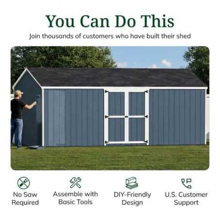 Little Cottage Co. Value Gable 10x20 Wood Storage Shed Kit - Side Entry (10x20 VGS-SE-PC)