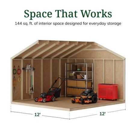 Little Cottage Co. Value Gable 12x12 Wood Storage Shed Kit - Side Entry (12x12 VGS-SE-PC)