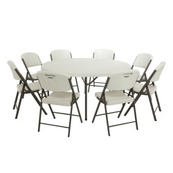 Lifetime (4) 60-Inch Round Stacking Table and (32) Chair Set - Commercial (80501)