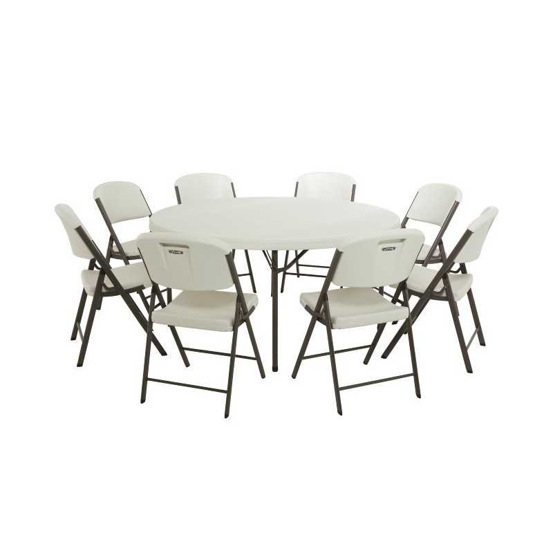 Lifetime (4) 60-Inch Round Stacking Table and (32) Chair Set - Commercial (80501)