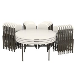 Lifetime (4) 60-Inch Round Stacking Table and (32) Chair Set - Commercial (80501)