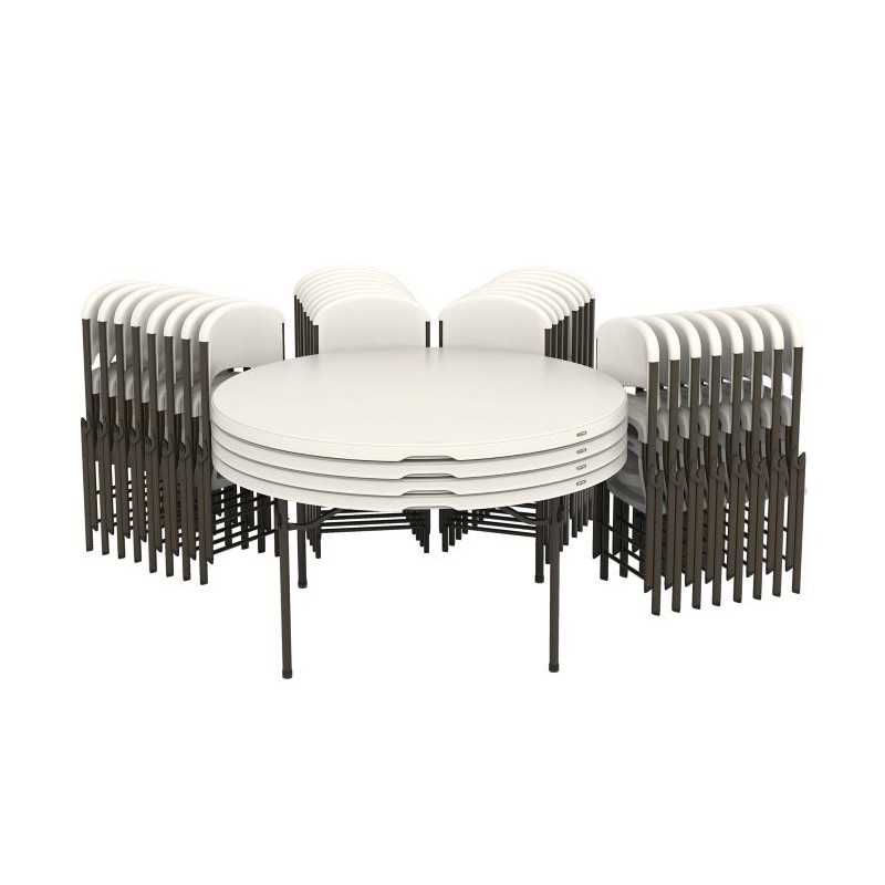 Lifetime (4) 60-Inch Round Stacking Table and (32) Chair Set - Commercial (80501)