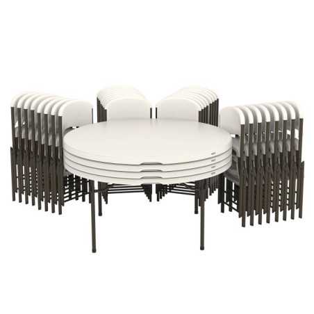 Lifetime (4) 60-Inch Round Stacking Table and (32) Chair Set - Commercial (80501)