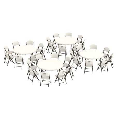 Lifetime (4) 60-Inch Round Stacking Table and (32) Chair Set - Commercial (80501)