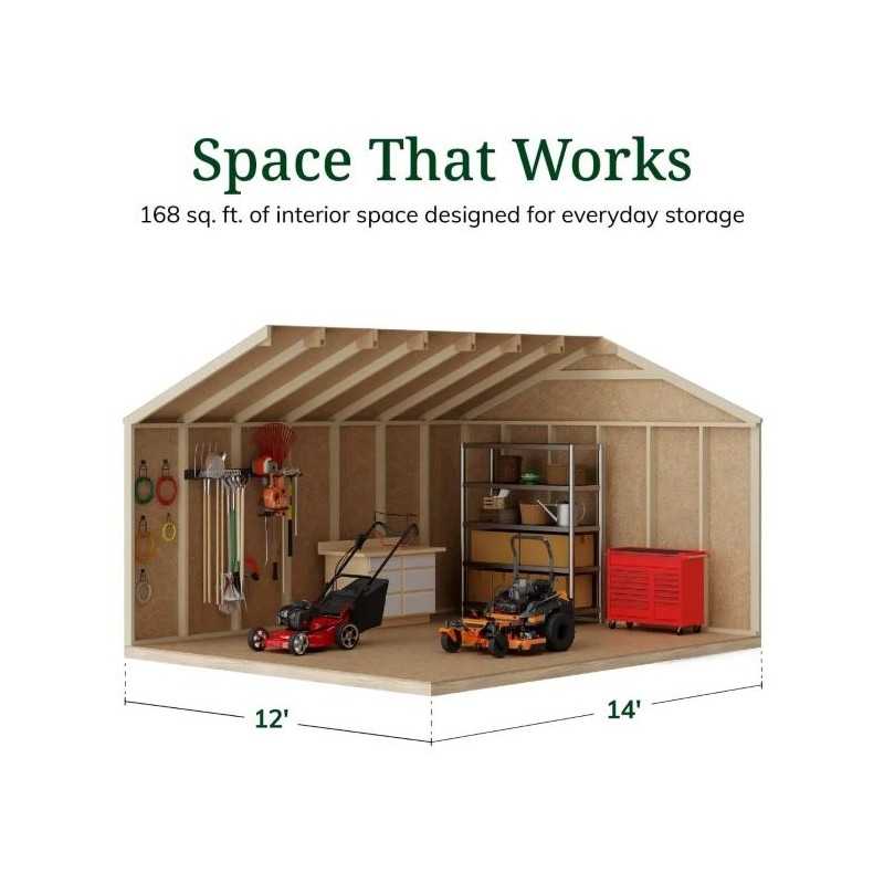 Little Cottage Co. Value Gable 12x14 Wood Storage Shed Kit - Side Entry (12x14 VGS-SE-PC)