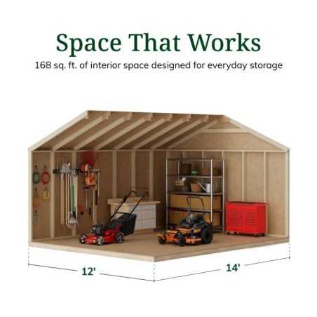 Little Cottage Co. Value Gable 12x14 Wood Storage Shed Kit - Side Entry (12x14 VGS-SE-PC)