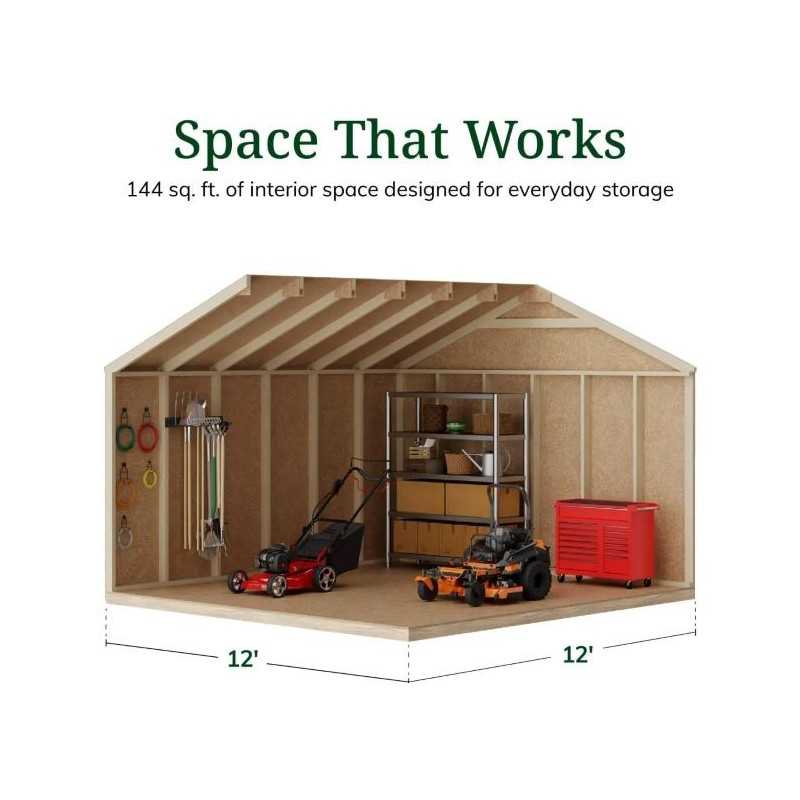 Little Cottage Co. Value Gable 12x12 Wood Storage Shed Kit - Side Entry (12x12 VGS-SE-PC)