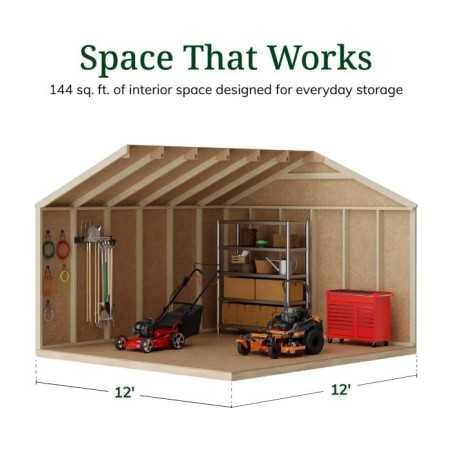 Little Cottage Co. Value Gable 12x12 Wood Storage Shed Kit - Side Entry (12x12 VGS-SE-PC)