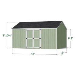 Little Cottage Co. Value Gable 12x16 Wood Storage Shed Kit - Side Entry (12x16 VGS-SE-PC)
