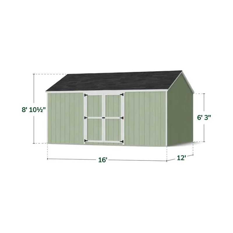 Little Cottage Co. Value Gable 12x16 Wood Storage Shed Kit - Side Entry (12x16 VGS-SE-PC)