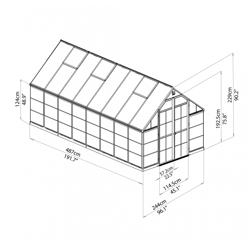 Palram - Canopia 8x16 Balance Hobby Greenhouse Kit -  Green (HG6116G)