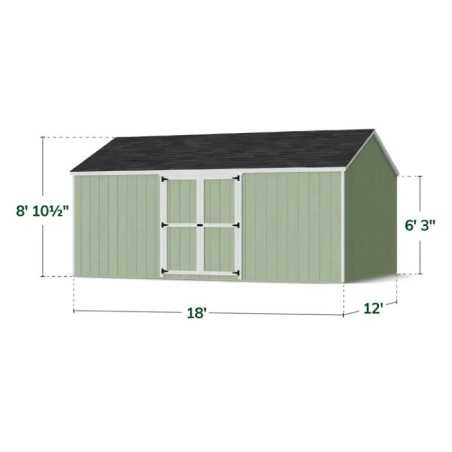 Little Cottage Co. Value Gable 12x18 Wood Storage Shed Kit - Side Entry (12x18 VGS-SE-PC)
