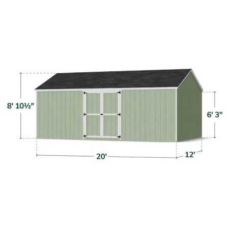 Little Cottage Co. Value Gable 12x20 Wood Storage Shed Kit - Side Entry (12x20 VGS-SE-PC)