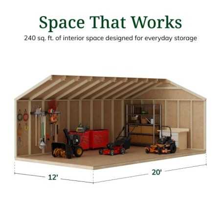 Little Cottage Co. Value Gable 12x20 Wood Storage Shed Kit - Side Entry (12x20 VGS-SE-PC)