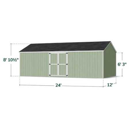 Little Cottage Co. Value Gable 12x24 Wood Storage Shed Kit - Side Entry (12x24 VGS-SE-PC)