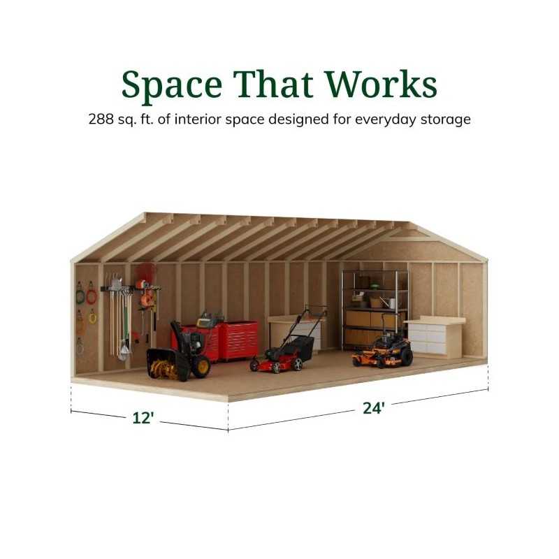Little Cottage Co. Value Gable 12x24 Wood Storage Shed Kit - Side Entry (12x24 VGS-SE-PC)
