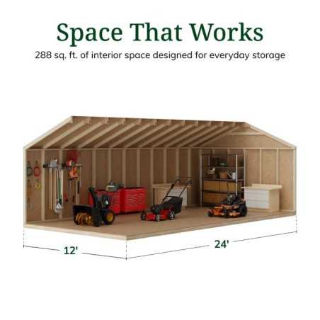 Little Cottage Co. Value Gable 12x24 Wood Storage Shed Kit - Side Entry (12x24 VGS-SE-PC)