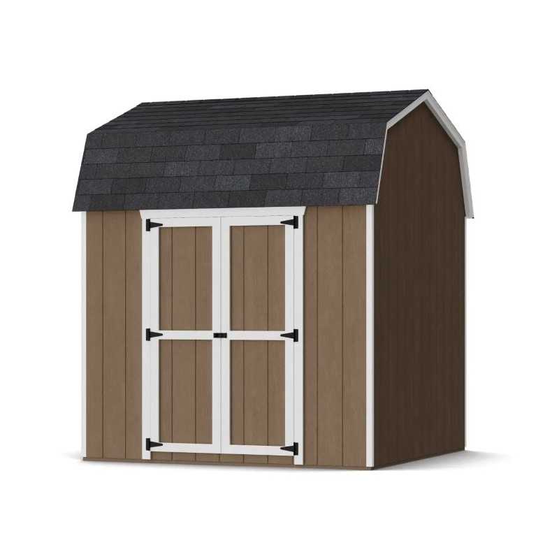 Little Cottage Co. Value Gambrel 8x8 Barn Shed Kit w/ 6' Sidewall - Side Entry (8x8 VGB-6-SE-PC)