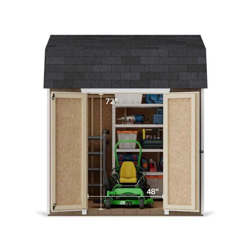 Little Cottage Co. Value Gambrel 8x8 Barn Shed Kit w/ 6' Sidewall - Side Entry (8x8 VGB-6-SE-PC)