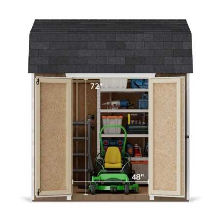 Little Cottage Co. Value Gambrel 8x8 Barn Shed Kit w/ 6' Sidewall - Side Entry (8x8 VGB-6-SE-PC)