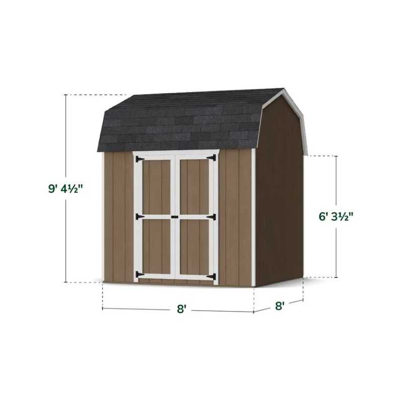 Little Cottage Co. Value Gambrel 8x8 Barn Shed Kit w/ 6' Sidewall - Side Entry (8x8 VGB-6-SE-PC)