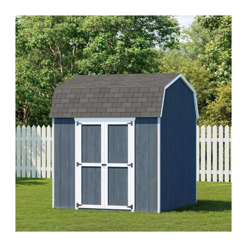 Little Cottage Co. Value Gambrel 8x8 Barn Shed Kit w/ 6' Sidewall - Side Entry (8x8 VGB-6-SE-PC)
