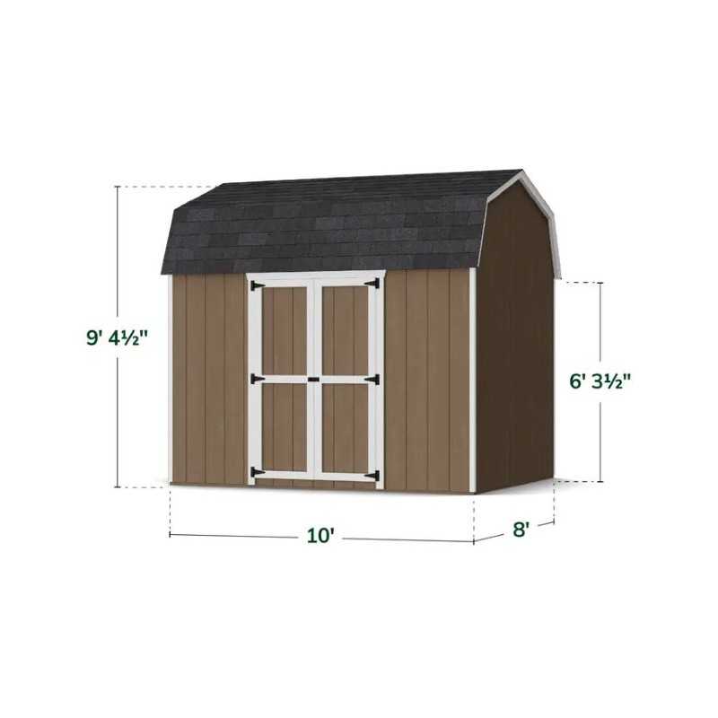 Little Cottage Co. Value Gambrel 8x10 Barn Shed Kit w/ 6' Sidewall - Side Entry (8x10 VGB-6-SE-PC)