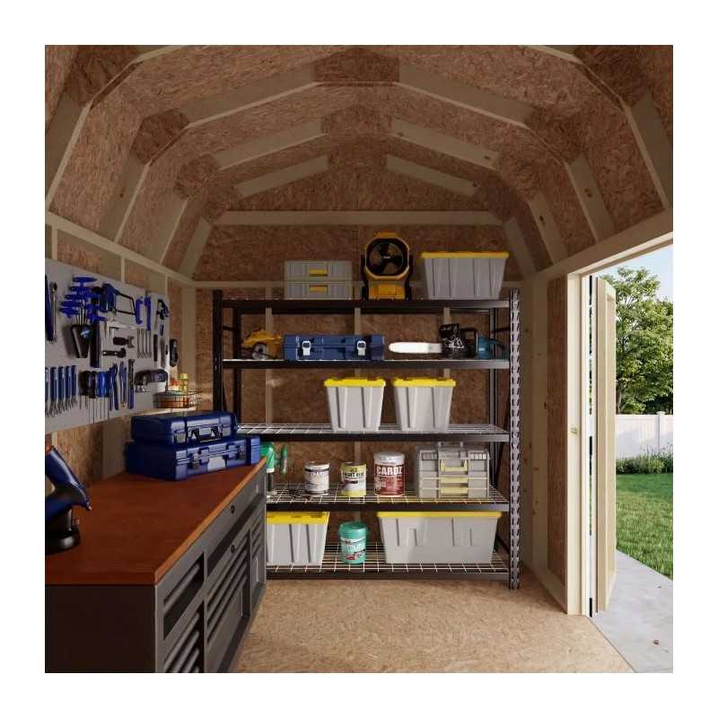 Little Cottage Co. Value Gambrel 8x10 Barn Shed Kit w/ 6' Sidewall - Side Entry (8x10 VGB-6-SE-PC)