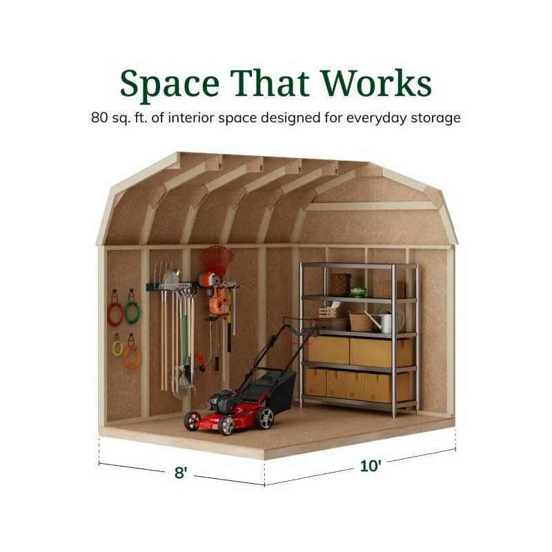 Little Cottage Co. Value Gambrel 8x10 Barn Shed Kit w/ 6' Sidewall - Side Entry (8x10 VGB-6-SE-PC)