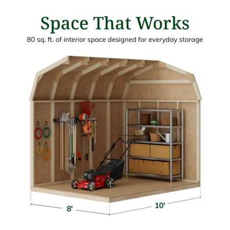 Little Cottage Co. Value Gambrel 8x10 Barn Shed Kit w/ 6' Sidewall - Side Entry (8x10 VGB-6-SE-PC)
