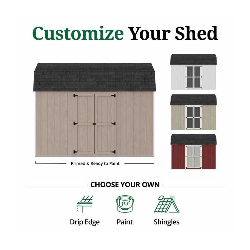 Little Cottage Co. Value Gambrel 8x12 Barn Shed Kit w/ 6' Sidewall - Side Entry (8x12 VGB-6-SE-PC)