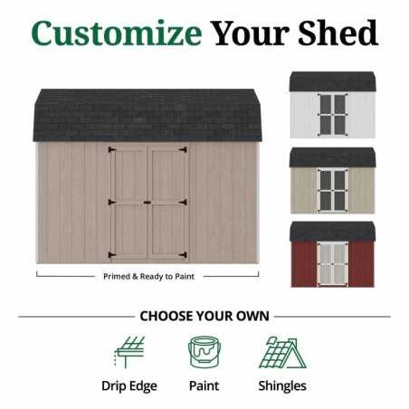 Little Cottage Co. Value Gambrel 8x12 Barn Shed Kit w/ 6' Sidewall - Side Entry (8x12 VGB-6-SE-PC)