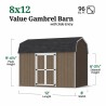 Little Cottage Co. Value Gambrel 8x12 Barn Shed Kit w/ 6' Sidewall - Side Entry (8x12 VGB-6-SE-PC)