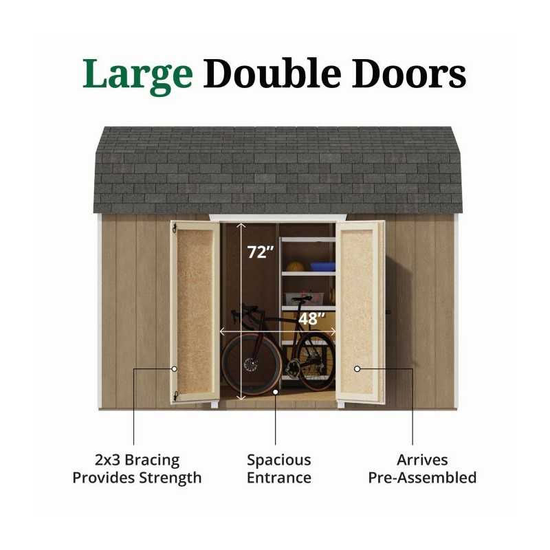 Little Cottage Co. Value Gambrel 8x12 Barn Shed Kit w/ 6' Sidewall - Side Entry (8x12 VGB-6-SE-PC)